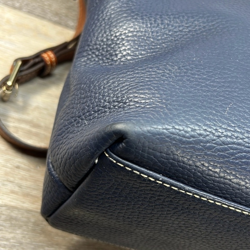 Dooney & Bourke Navy Dixon Hobo Pebble Leather Crossbody Bag! GUC!! - Picture 5 of 15